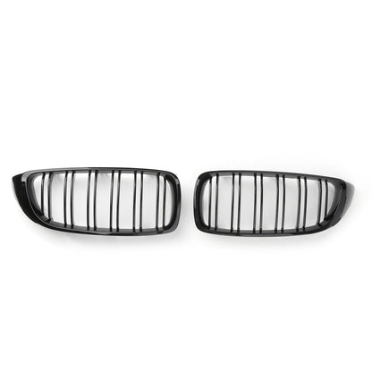 2014+ BMW 4 Series F32 F33 F36 F82 Gloss Black Dual Slat M4 Sport Front Kidney Grille