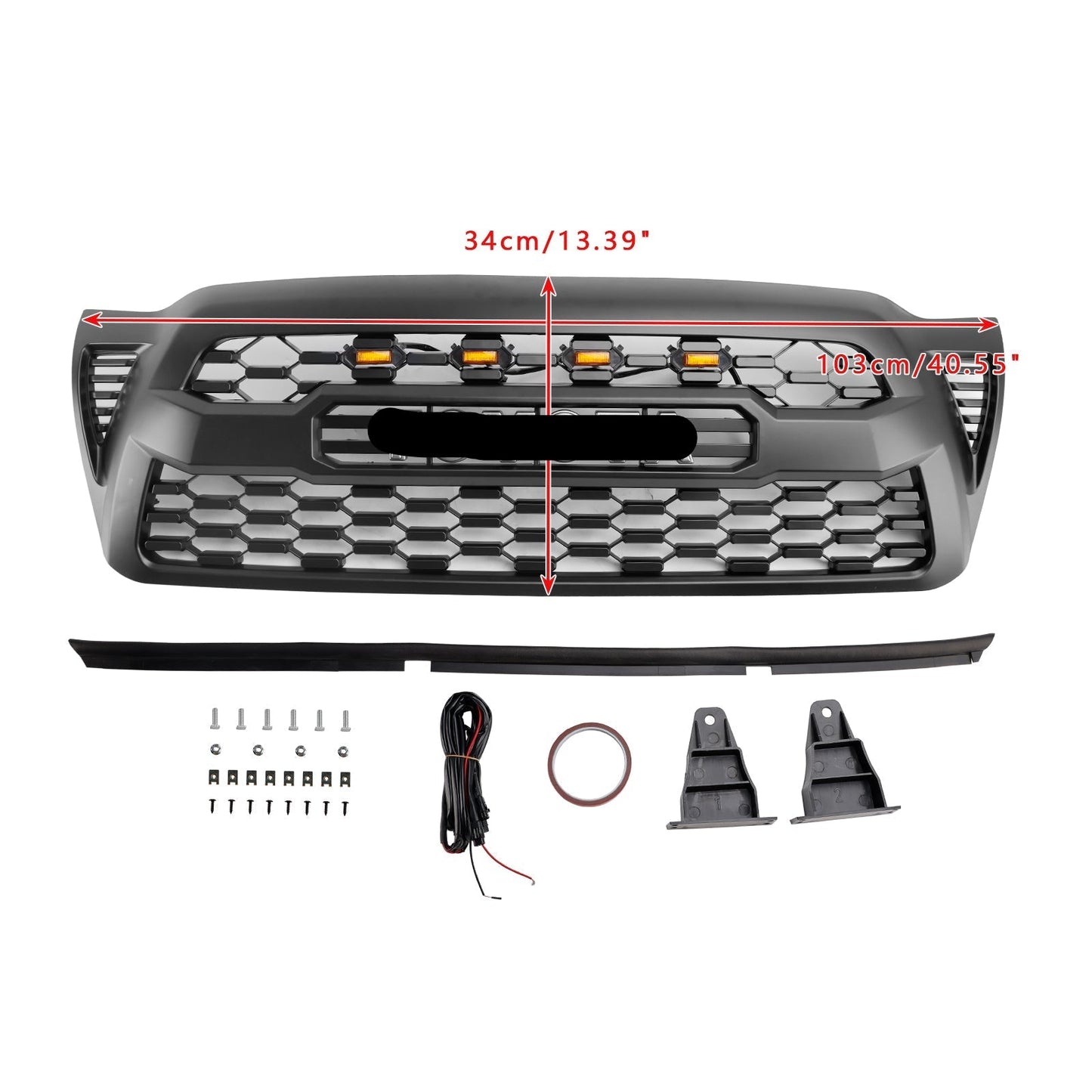2005-2011 Toyota Tacoma Matte Black Front Bumper Grille Grill W/Led PT0317-9842 Generic