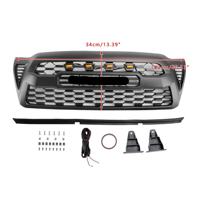 2005-2011 Toyota Tacoma Matte Black Front Bumper Grille Grill W/Led PT0317-9842 Generic