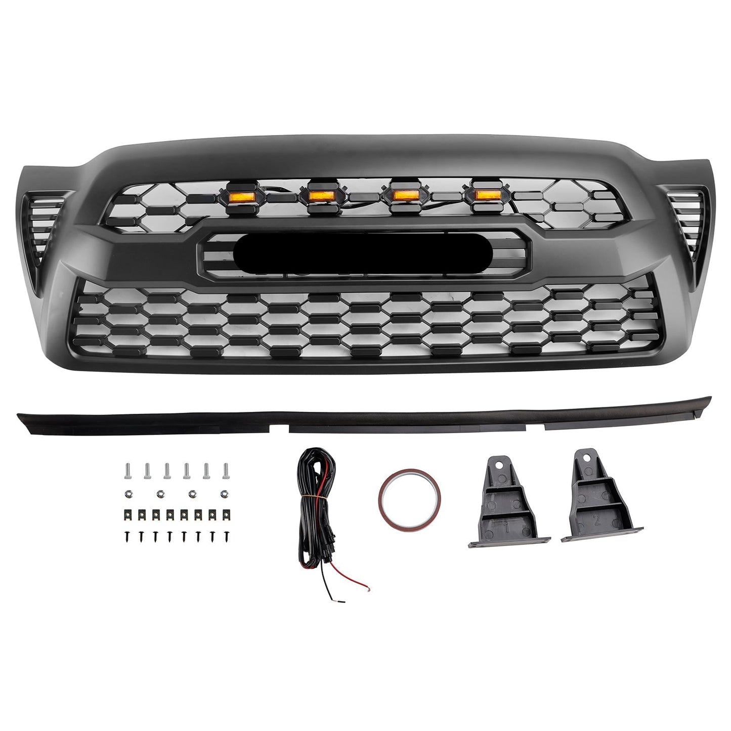 2005-2011 Toyota Tacoma Matte Black Front Bumper Grille Grill W/Led PT0317-9842 Generic