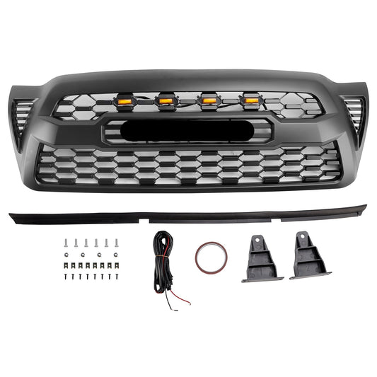 2005-2011 Toyota Tacoma Matte Black Front Bumper Grille Grill W/Led PT0317-9842 Generic