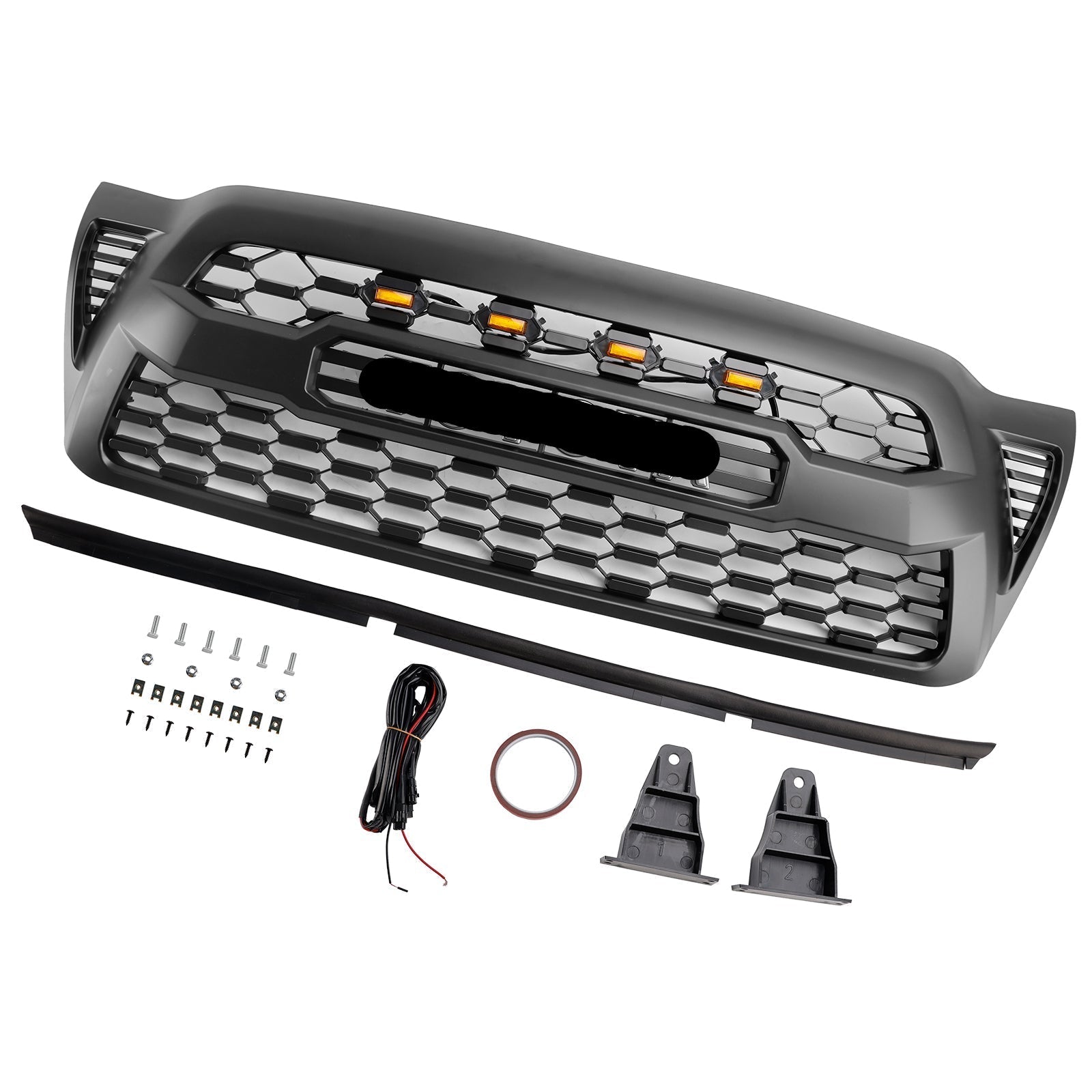 2005-2011 Toyota Tacoma Matte Black Front Bumper Grille Grill W/Led PT0317-9842 Generic