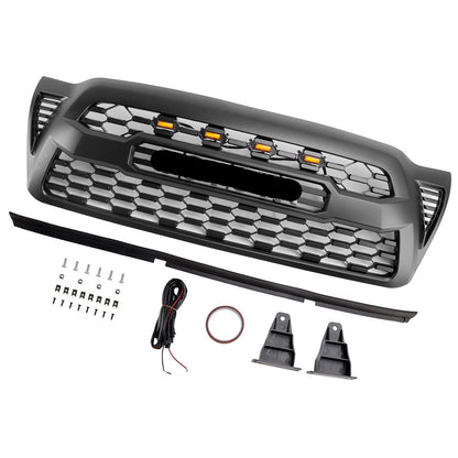 2005-2011 Toyota Tacoma Matte Black Front Bumper Grille Grill W/Led PT0317-9842 Generic