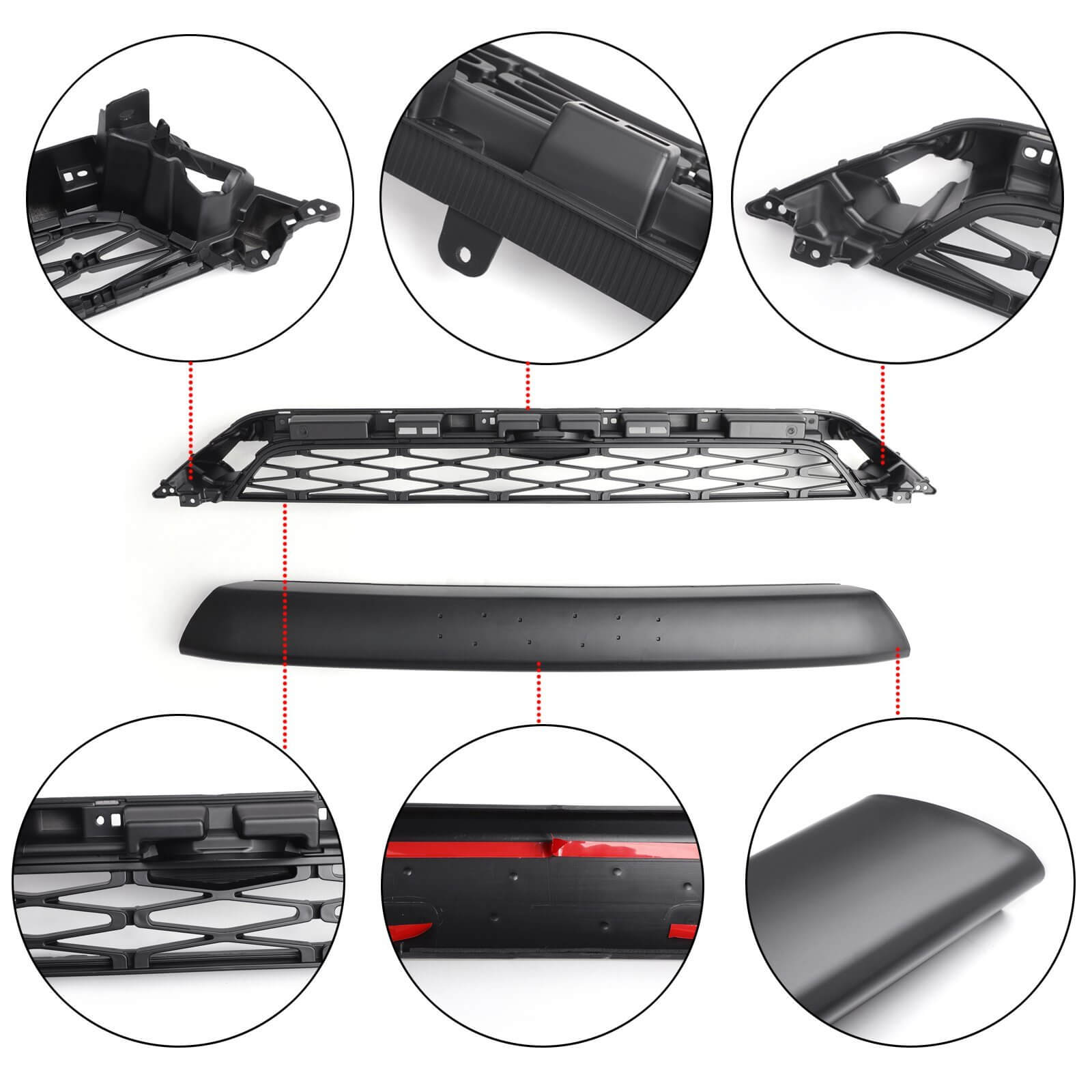 No Need to drill Version 2014-2019 4Runner TRD PRO 2 Piece Front Bumper Grille PZ323-35056 PZ327-35053 Grill Replacement+Gray