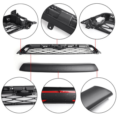 No Need to drill Version 2014-2019 4Runner TRD PRO 2 Piece Front Bumper Grille PZ323-35056 PZ327-35053 Grill Replacement+Gray