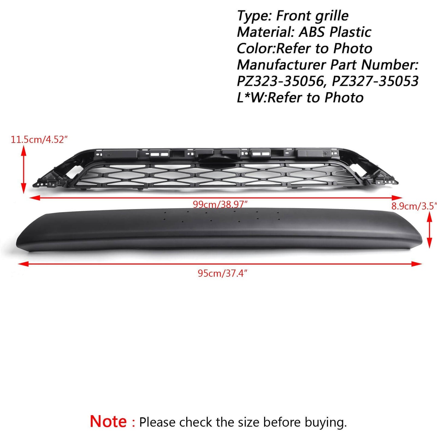 No Need to drill Version 2014-2019 4Runner TRD PRO 2 Piece Front Bumper Grille PZ323-35056 PZ327-35053 Grill Replacement+Gray