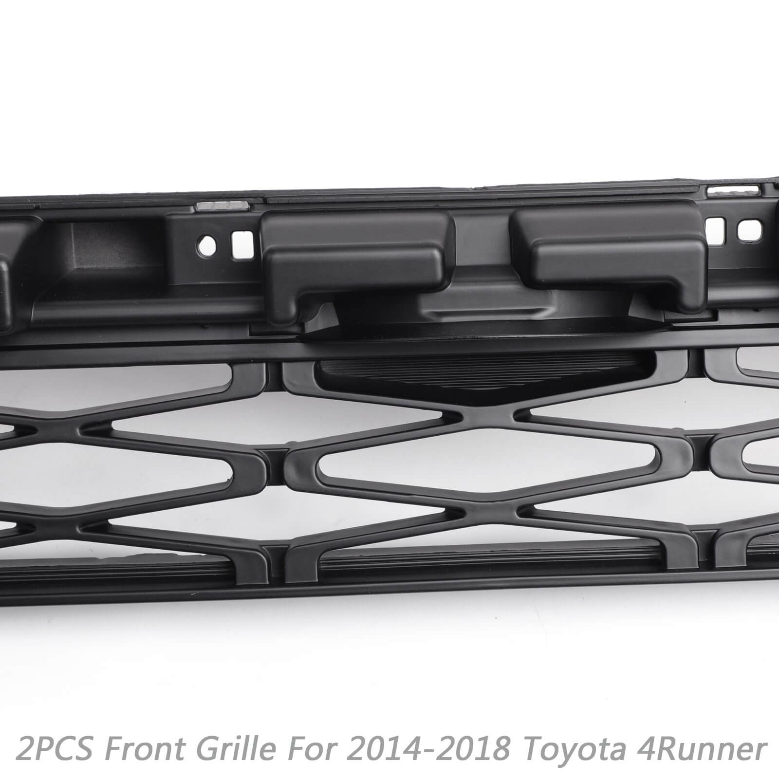 No Need to drill Version 2014-2019 4Runner TRD PRO 2 Piece Front Bumper Grille PZ323-35056 PZ327-35053 Grill Replacement+Gray