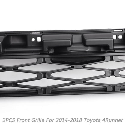 No Need to drill Version 2014-2019 4Runner TRD PRO 2 Piece Front Bumper Grille PZ323-35056 PZ327-35053 Grill Replacement+Gray