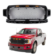 18-20 Ford F150 Honeycomb Grill Amber LED Raptor Style Grill Repalcment