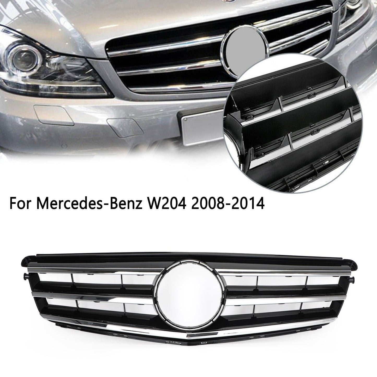 2008-2014 Mercedes-Benz C-Class W204 C300 C350 Front Bumper Grille with LED Emblem