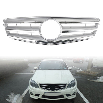 2008-2014 Mercedes-Benz C-Class W204 C300 C350 Chrome Front Bumper Grille with LED Emblem