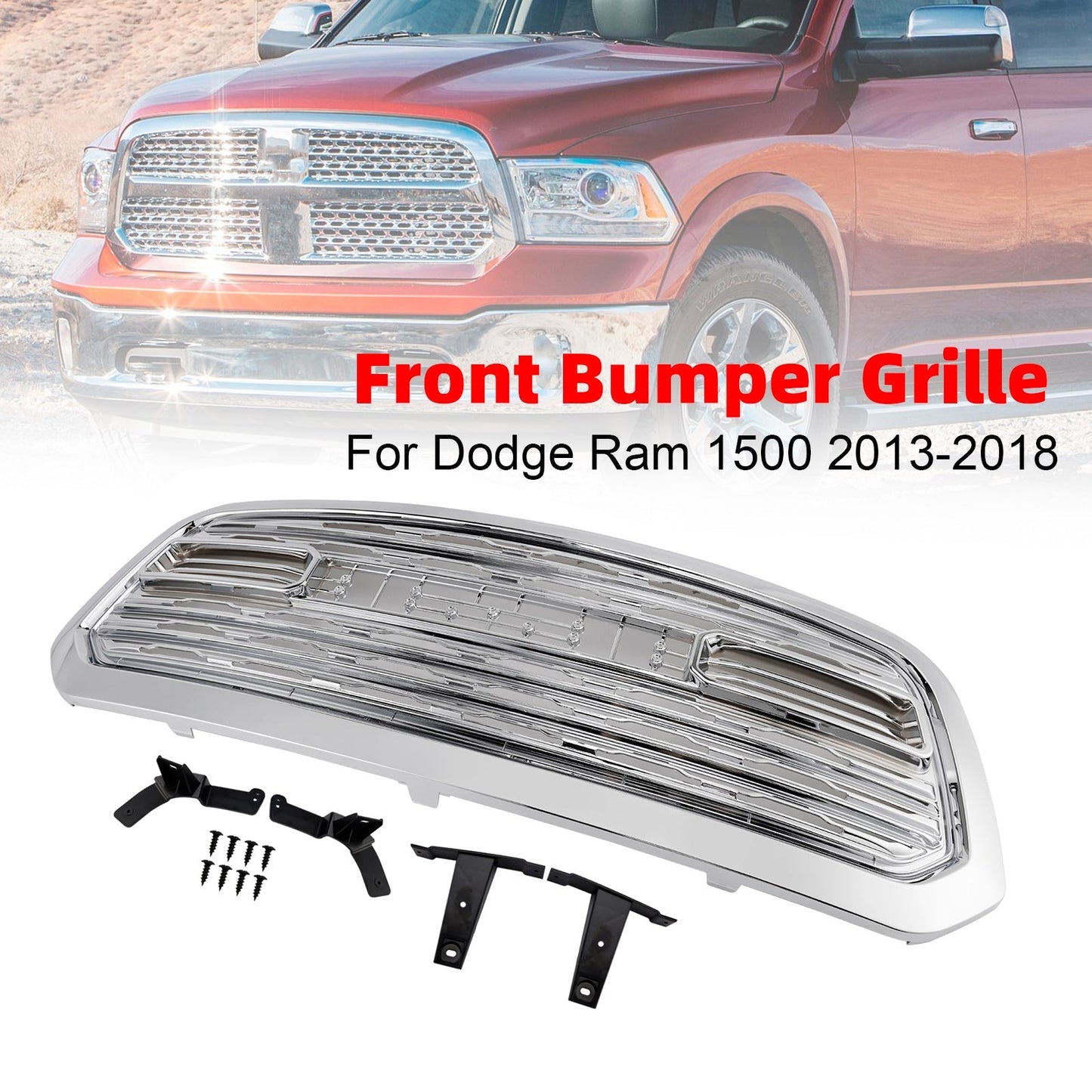 2013-2018 Ram 1500 LTD Style Chrome Front Bumper Grille