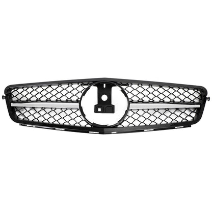 2008-2014 Mercedes-Benz C-Class W204 C300 C350 Gloss Black Chrome Front Grille