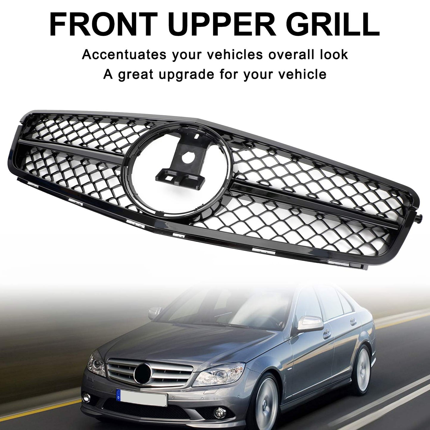 2008-2014 Mercedes-Benz C-Class W204 C300 C350 Front Bumper Grille with LED Emblem
