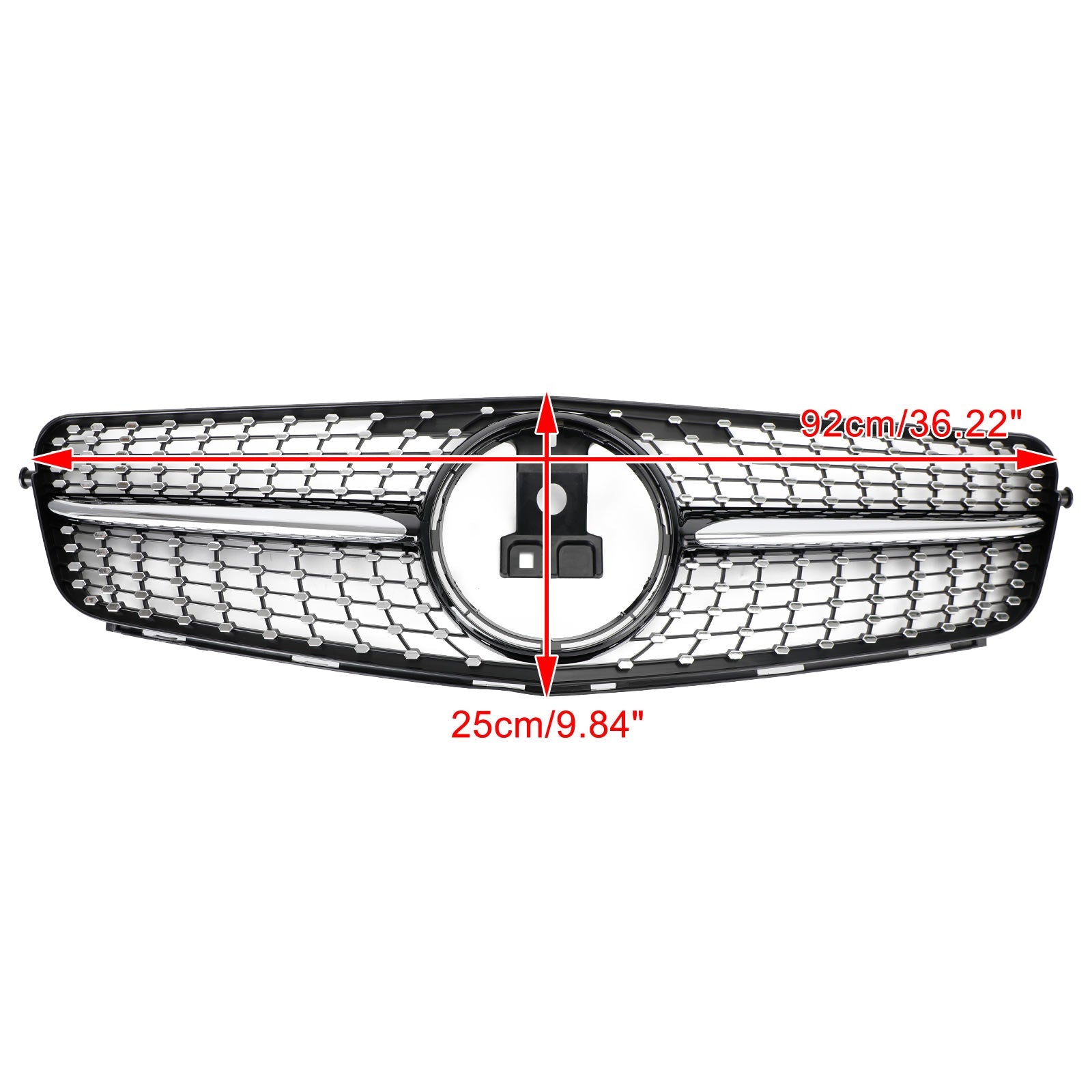 2008-2014 Mercedes-Benz C-Class W204 C200 C300 Diamond Black Chrome Front Grille with Emblem
