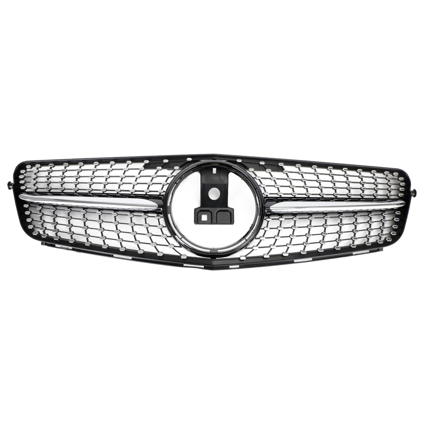 2008-2014 Mercedes-Benz C-Class W204 C200 C300 Diamond Black Chrome Front Grille with Emblem