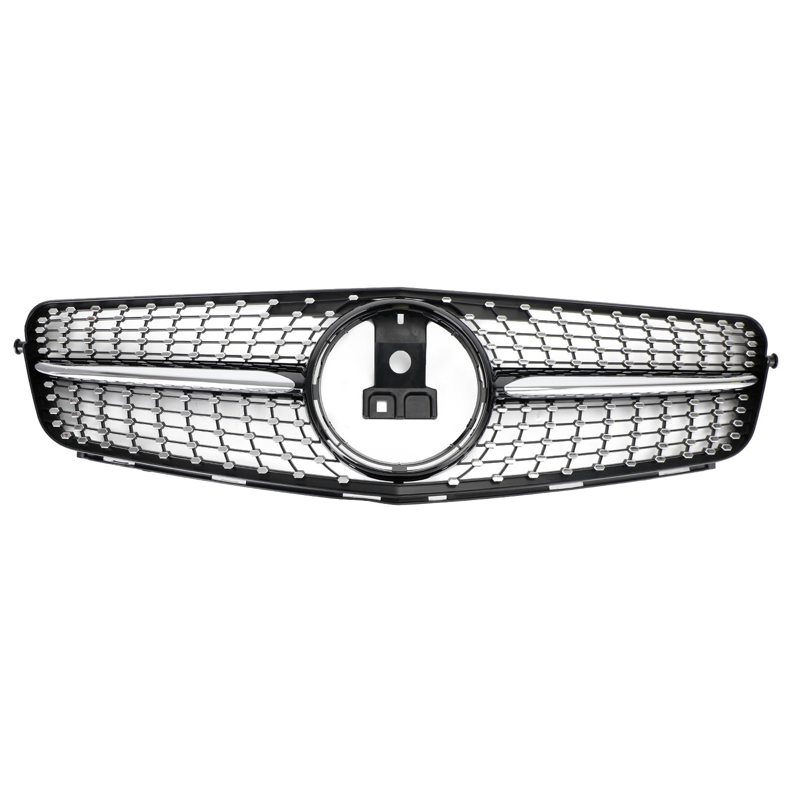 2008-2014 Mercedes-Benz C-Class W204 C200 C300 Diamond Black Chrome Front Grille with Emblem