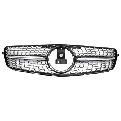 2008-2014 Mercedes-Benz C-Class W204 C200 C300 Diamond Black Chrome Front Grille with Emblem