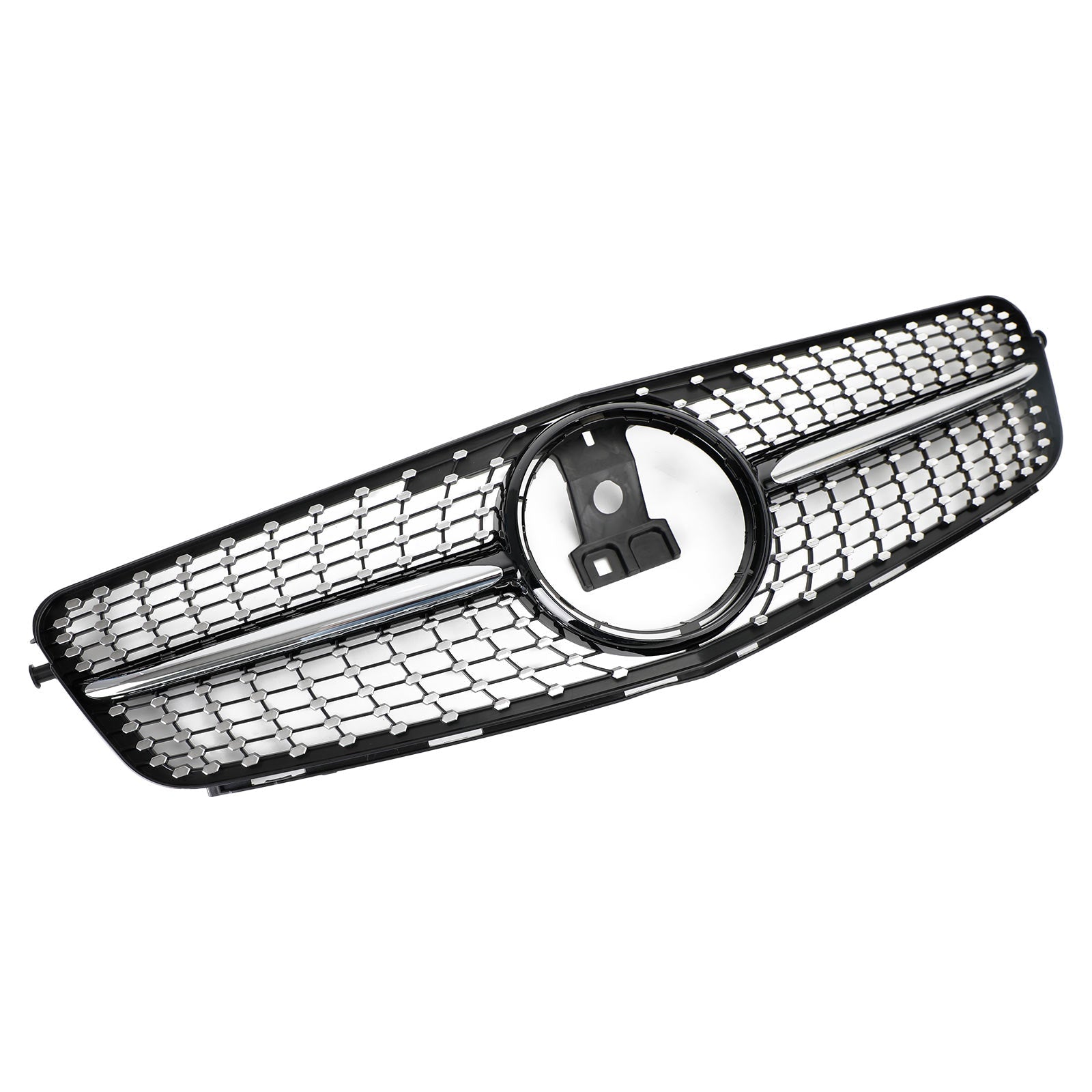 2008-2014 Mercedes-Benz C-Class W204 C200 C300 Diamond Black Chrome Front Grille with Emblem