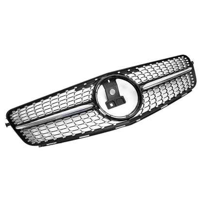 2008-2014 Mercedes-Benz C-Class W204 C200 C300 Diamond Black Chrome Front Grille with Emblem