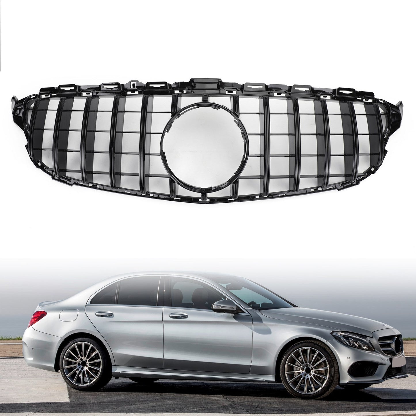 2015-2018 Mercedes-Benz C-Class W205 C250 C300 C43 GTR Style Front Bumper Grille