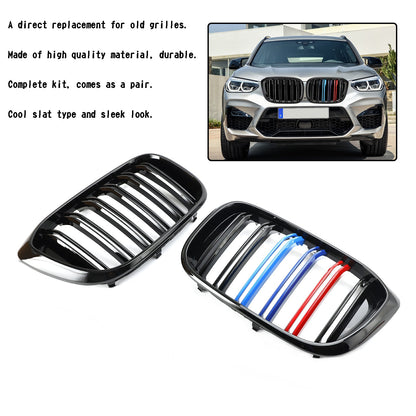 2018-2021 BMW X3 G01 / X4 G02 M-Color Gloss Black Front Kidney Grille — Pair (51138469959)
