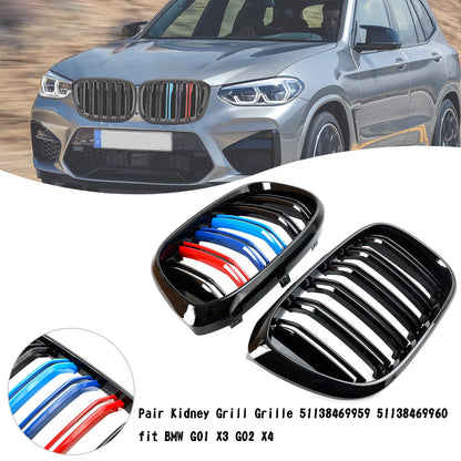 2018-2021 BMW X3 G01 / X4 G02 M-Color Gloss Black Front Kidney Grille — Pair (51138469959)