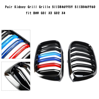 2018-2021 BMW X3 G01 / X4 G02 M-Color Gloss Black Front Kidney Grille — Pair (51138469959)