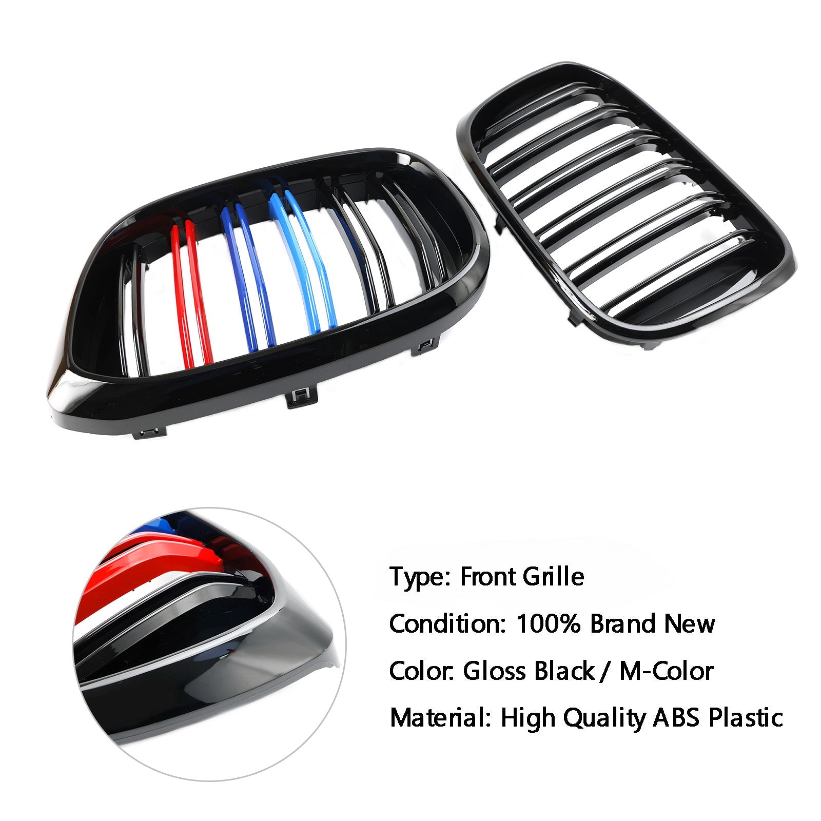 2018-2021 BMW X3 G01 / X4 G02 M-Color Gloss Black Front Kidney Grille — Pair (51138469959)