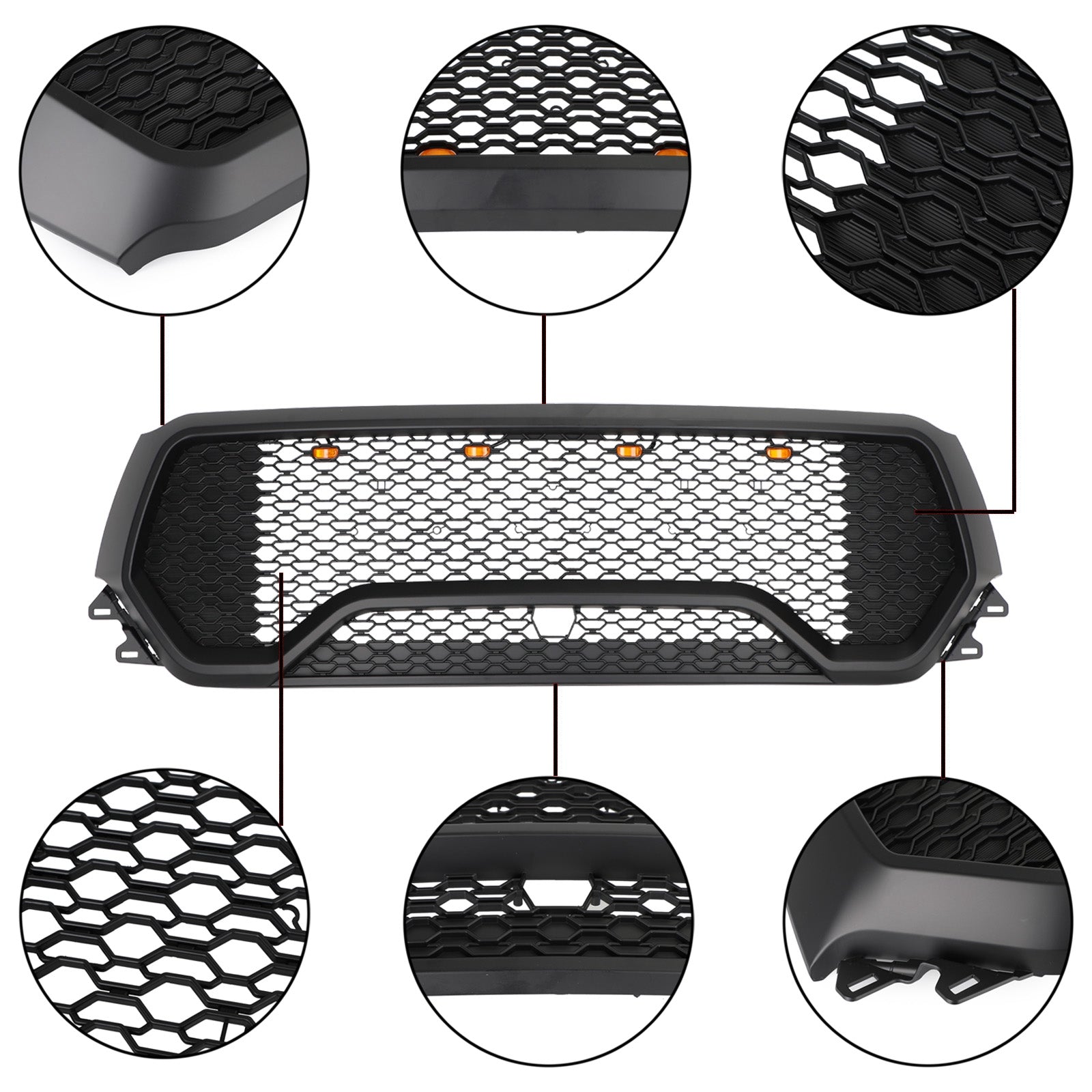 2019-2024 Dodge Ram 1500 TRX Style LED Honeycomb Front Upper Hood Grille