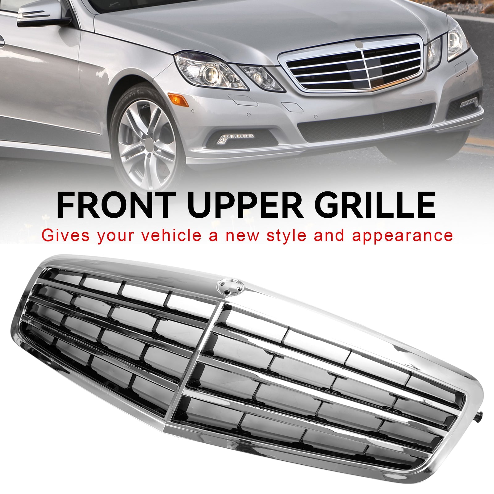2009-2013 Mercedes-Benz E-Class W212 E200 E350 E550 E63 AMG Chrome Front Upper Grille