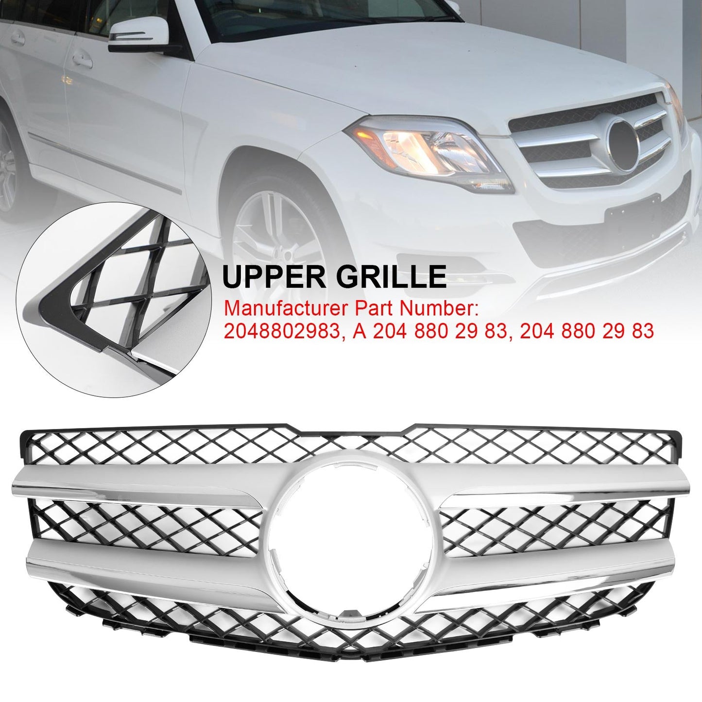 2013-2015 Mercedes-Benz GLK350 4Matic X204 Front Upper Hood Bumper Grille (2048802983)
