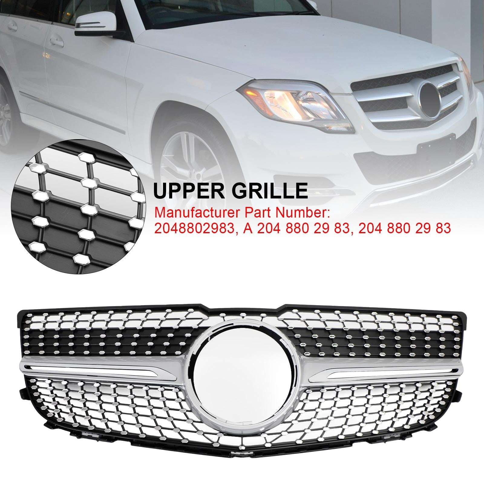 2013-2015 Mercedes-Benz GLK350 Base X204 Diamond Front Bumper Grille (2048802983)