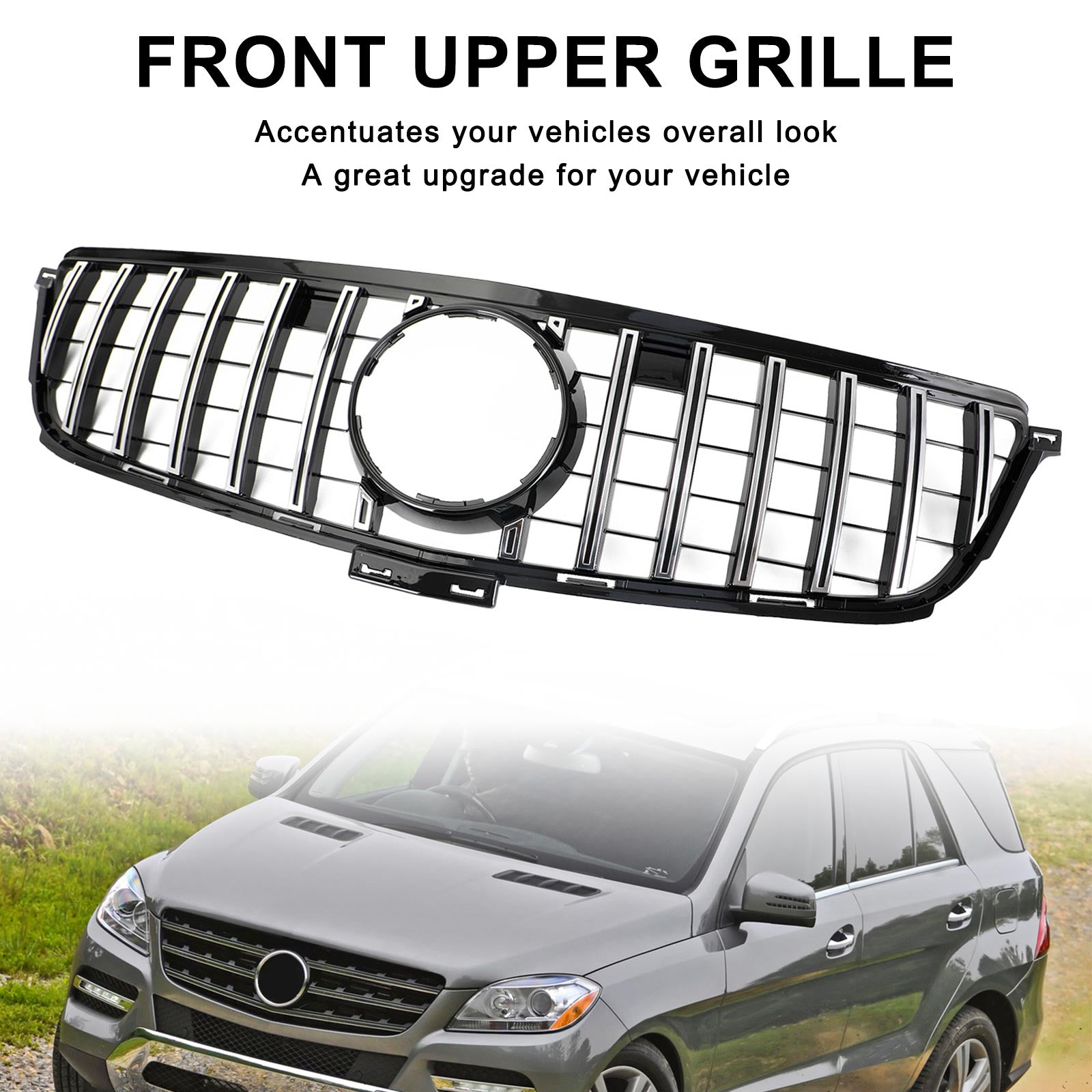 2012-2015 Mercedes-Benz ML-Class W166 ML300 ML320 ML350 ML400 GTR Style Chrome Black Front Grille