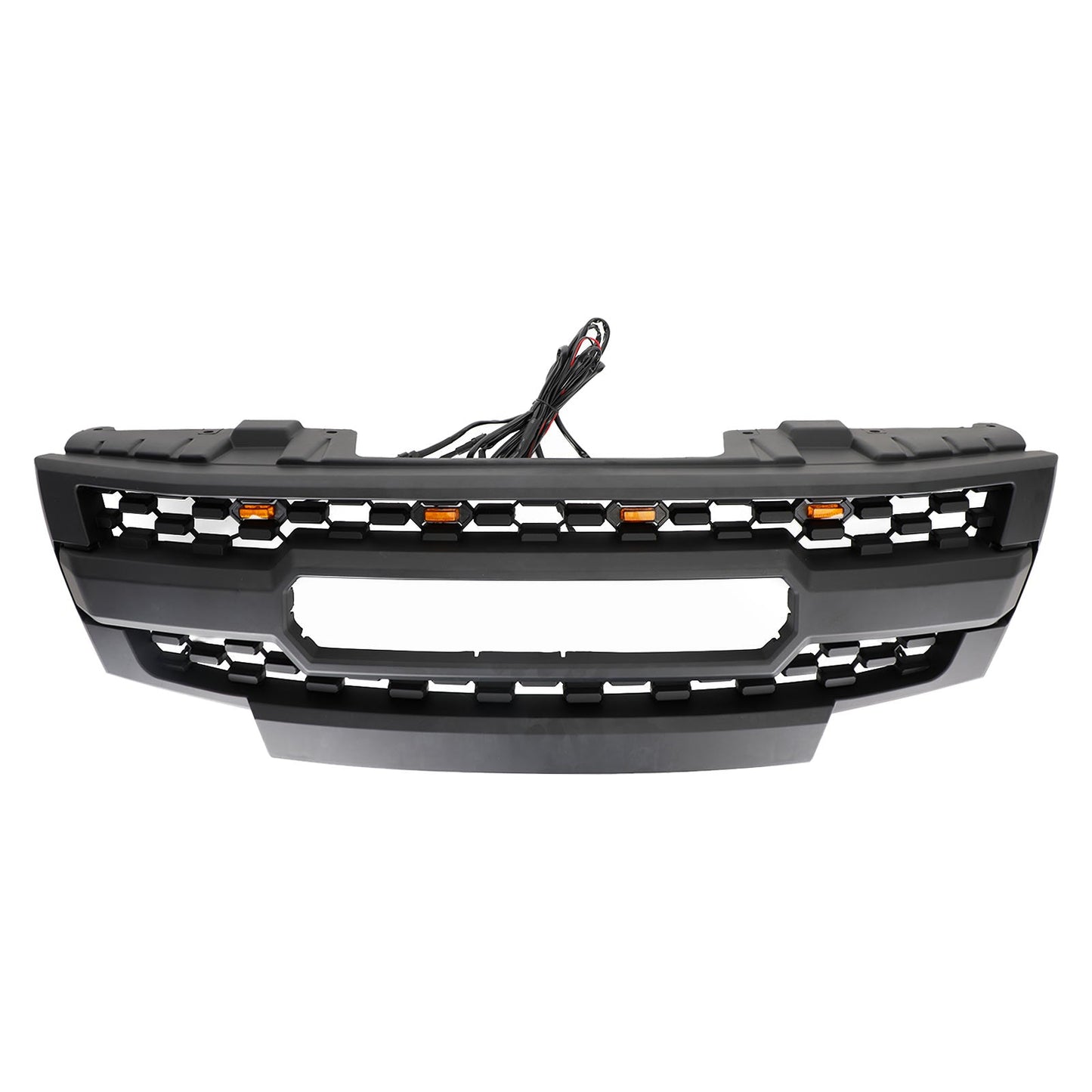 2009-2016 Nissan Frontier Black Front Bumper Grill Replacement with LED Amber Lights