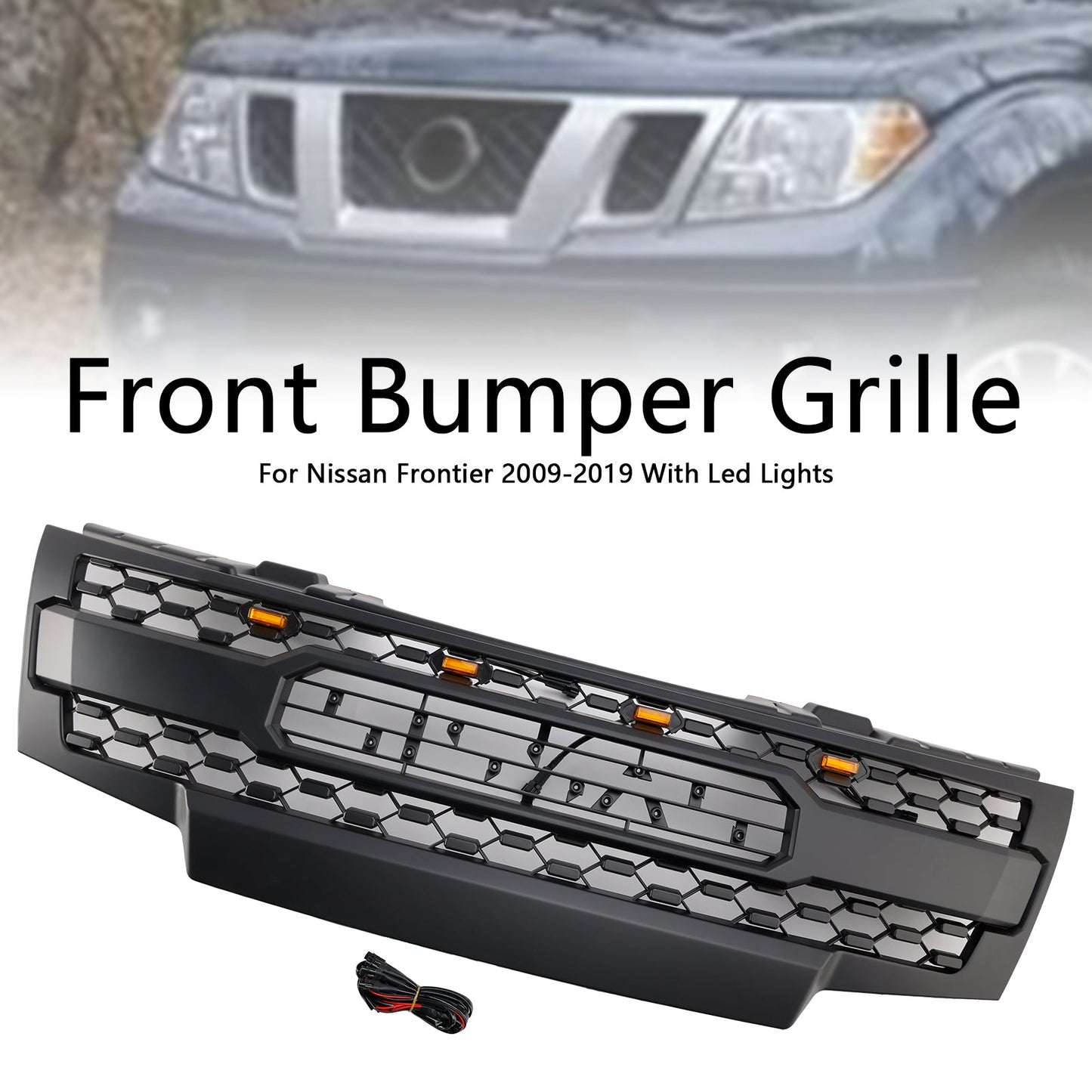 2009-2019 Nissan Frontier W/Led Lights Black Front Bumper Grill Grille Generic
