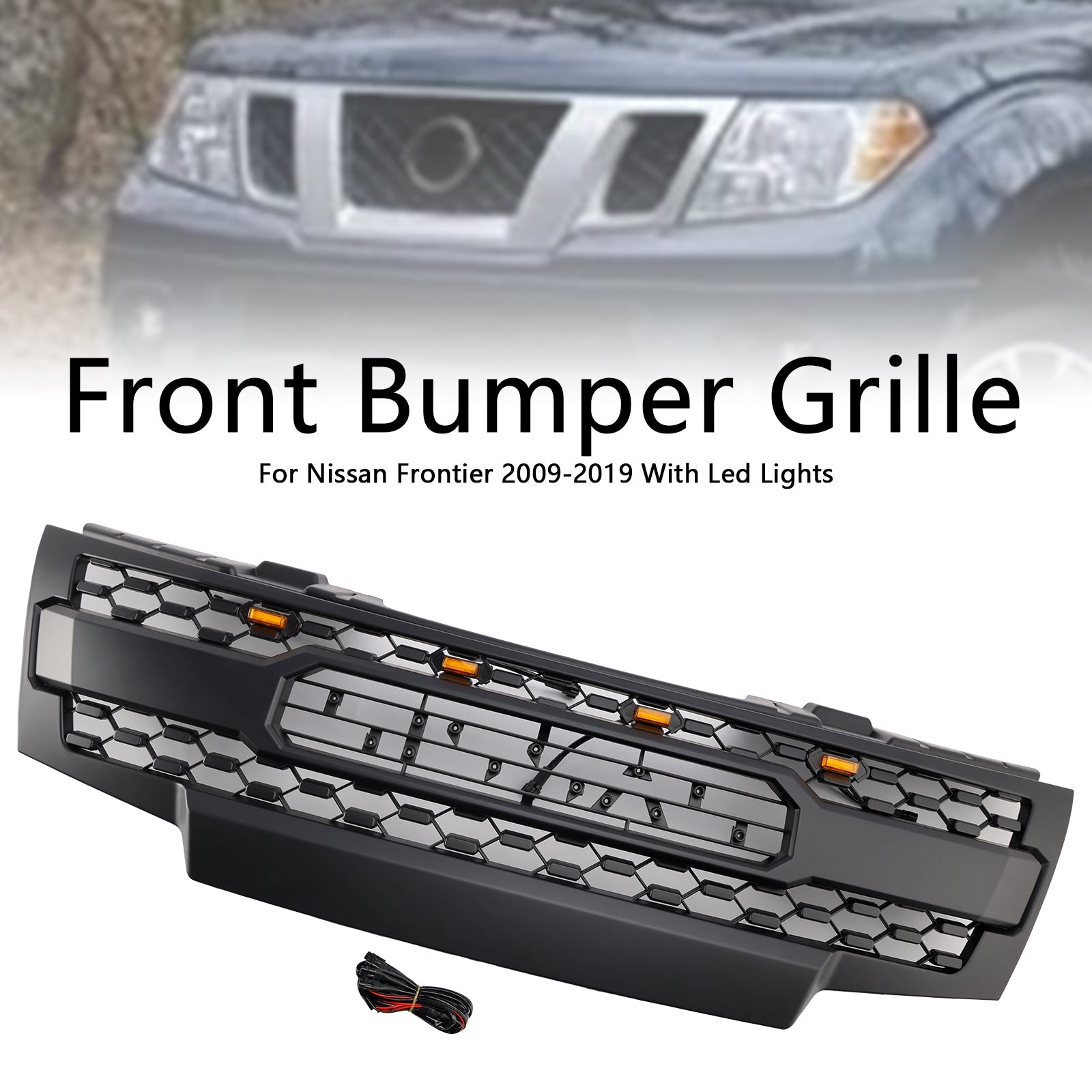 2009-2019 Nissan Frontier W/Led Lights Black Front Bumper Grill Grille Generic