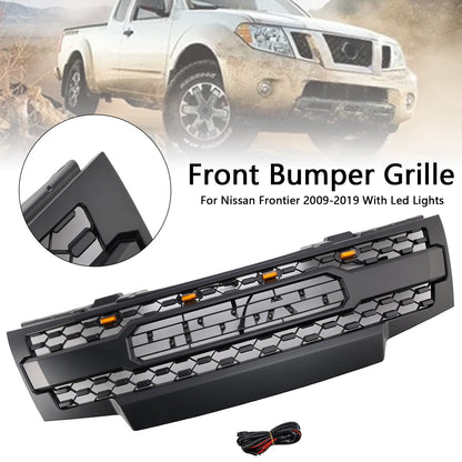 2009-2019 Nissan Frontier W/Led Lights Black Front Bumper Grill Grille Generic