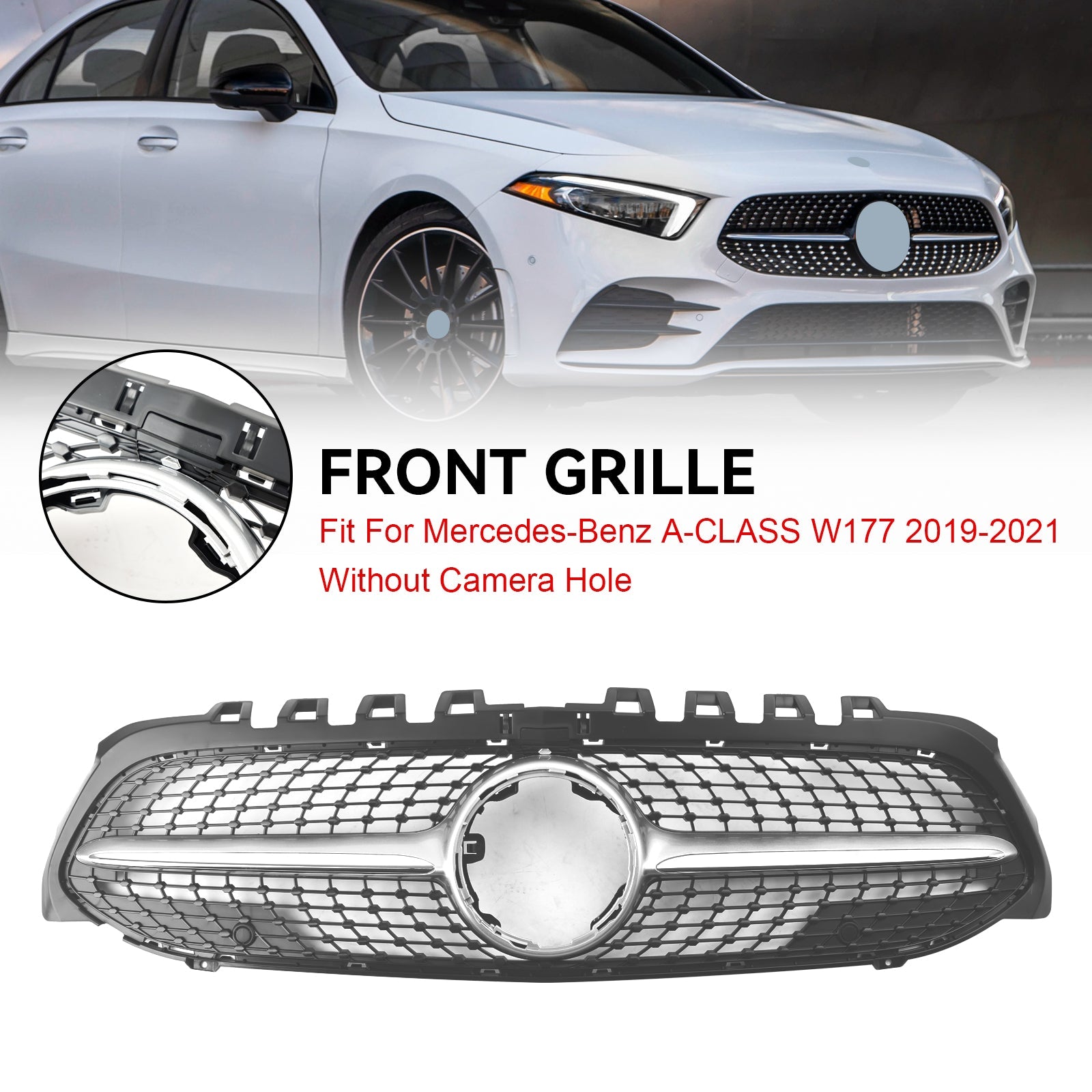 2019-2023 Mercedes-Benz A-Class W177 Diamond Black Front Bumper Grille