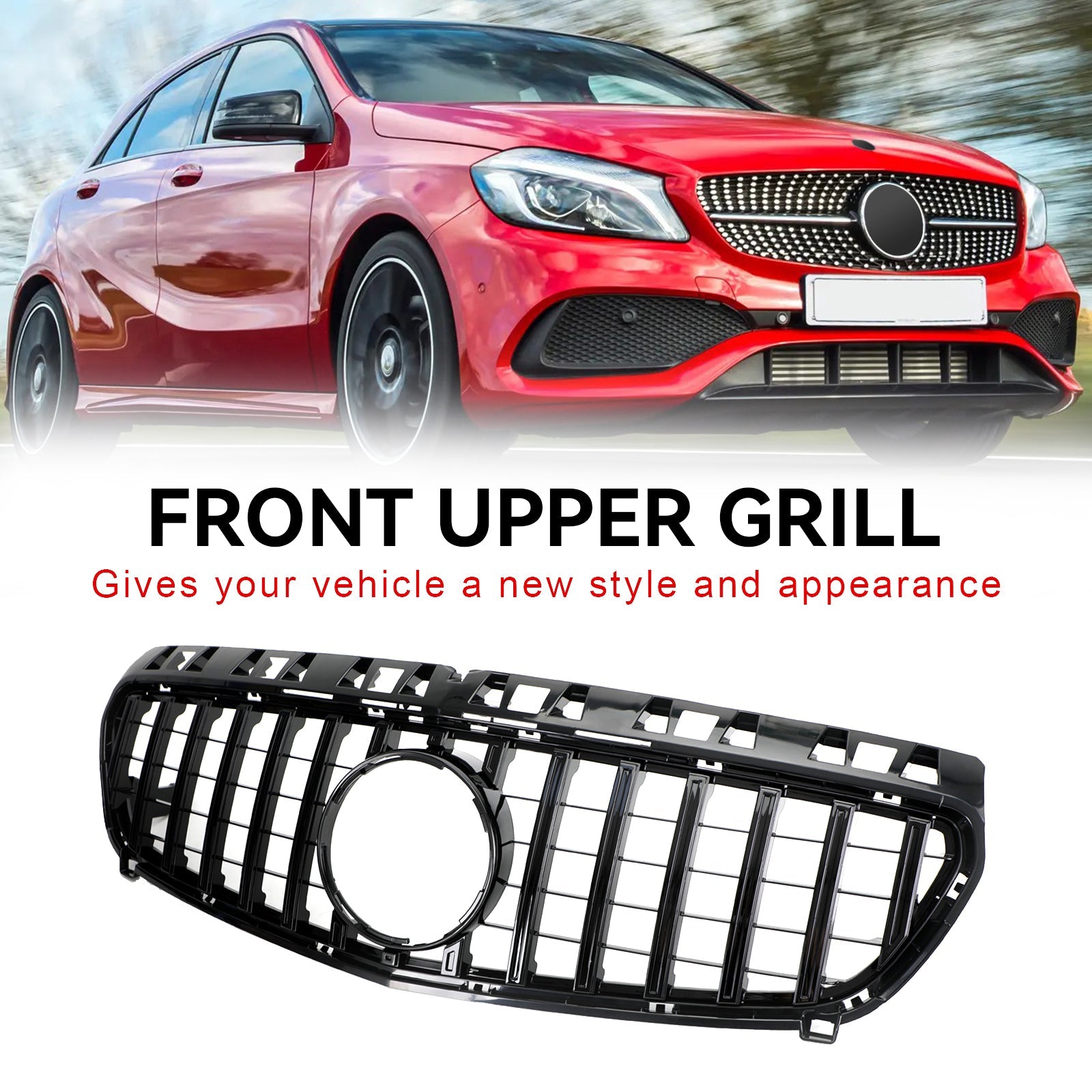 2013-2015 Mercedes-Benz A-Class W176 Gloss Black Front Bumper Grille