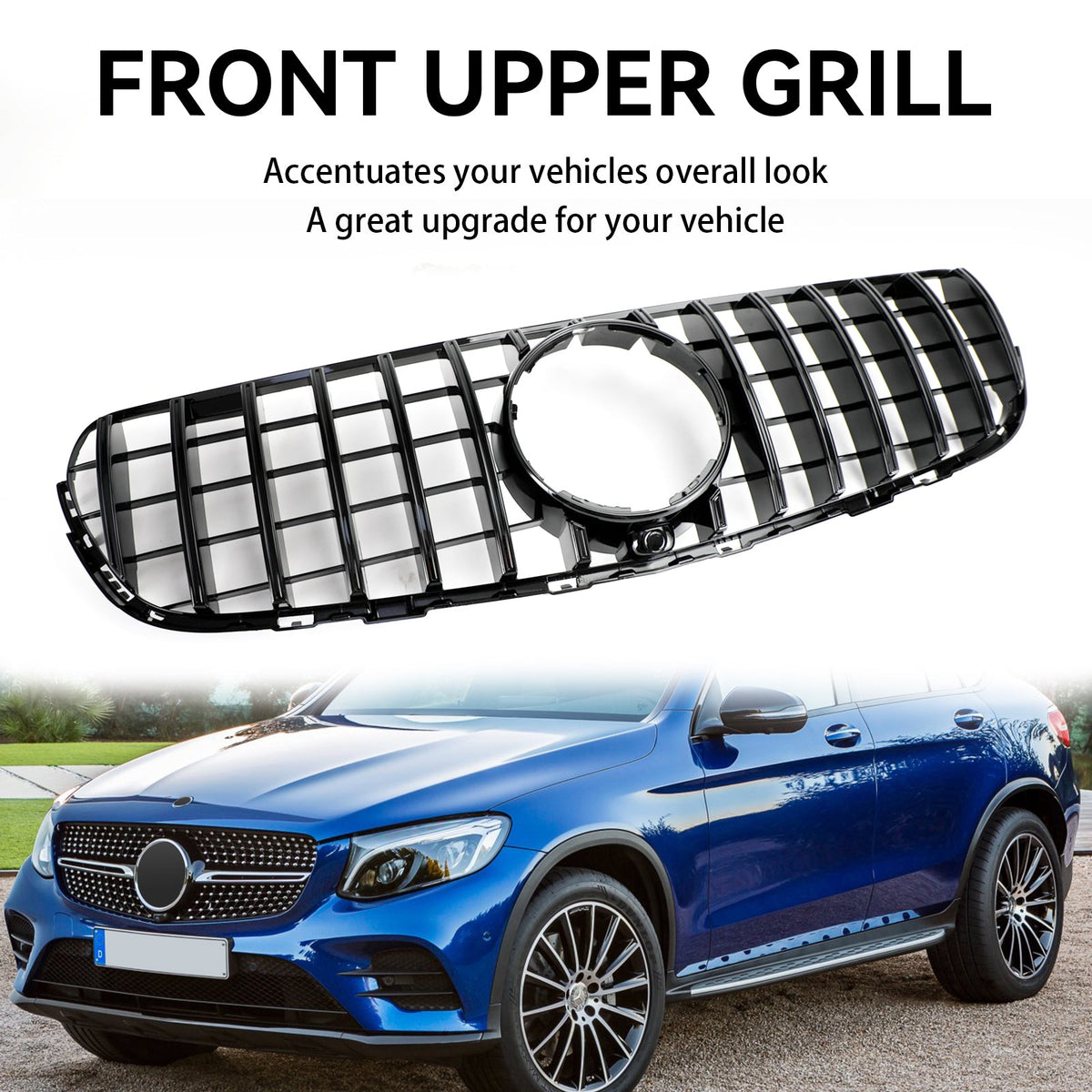 2015-2019 Mercedes-Benz GLC-Class W253 X253 GLC300 GLC350 Gloss Black Front Grille with Camera Hole