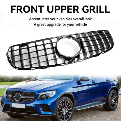 2015-2019 Mercedes-Benz GLC-Class W253 X253 GLC300 GLC350 Gloss Black Front Grille with Camera Hole
