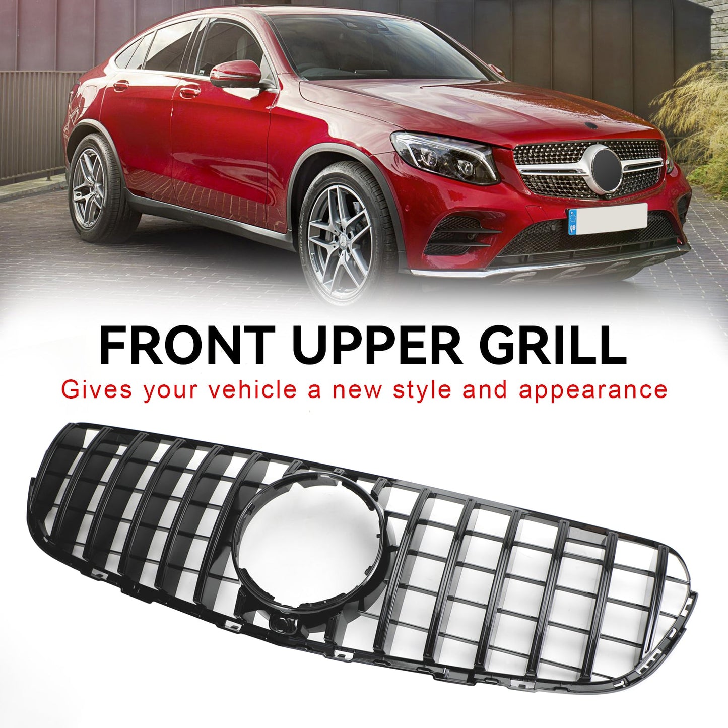 2015-2019 Mercedes-Benz GLC-Class W253 X253 GLC300 GLC350 Gloss Black Front Grille with Camera Hole