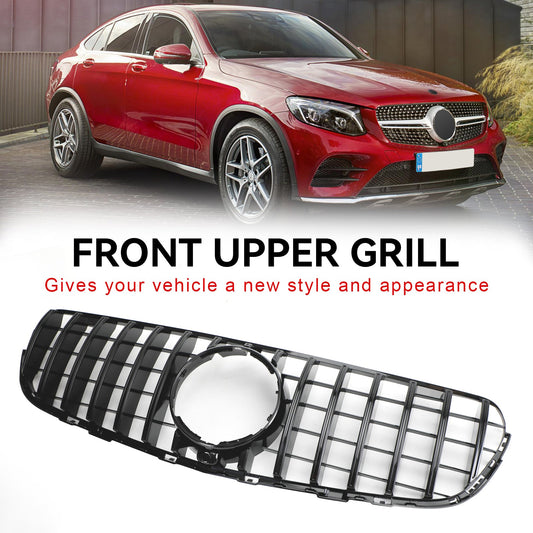 2015-2019 Mercedes-Benz GLC-Class W253 X253 GLC300 GLC350 Gloss Black Front Grille with Camera Hole