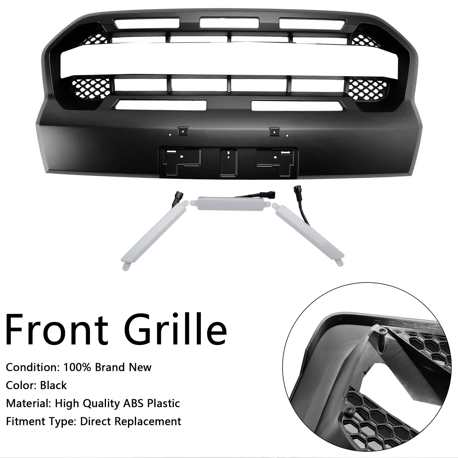 Raptor Style Front Bumper Grille Grill Fit Ford Ranger 2019-2023 T8 W/LED