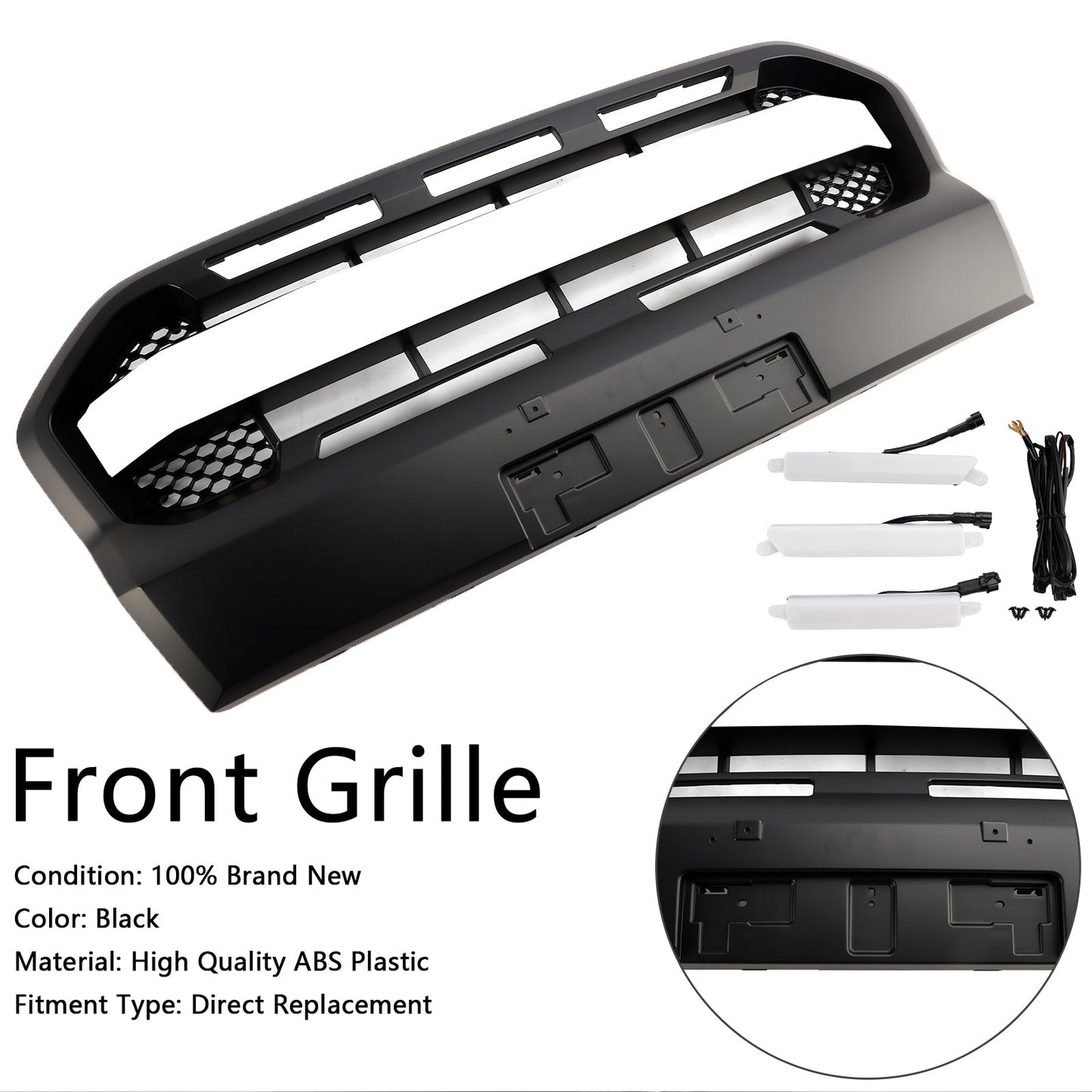 Raptor Style Front Bumper Grille Grill Fit Ford Ranger 2019-2023 T8 W/LED