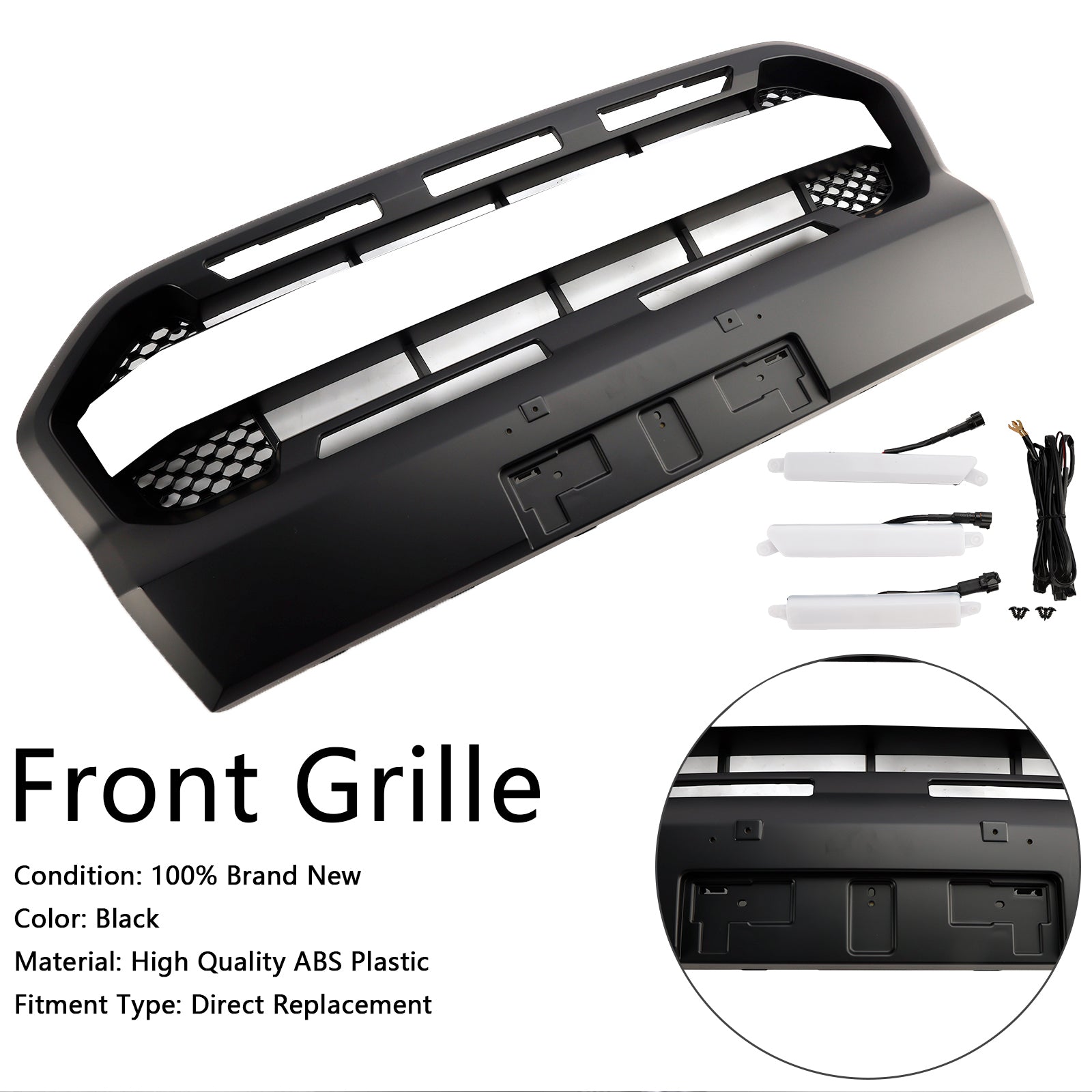 Raptor Style Front Bumper Grille Grill Fit Ford Ranger 2019-2023 T8 W/LED