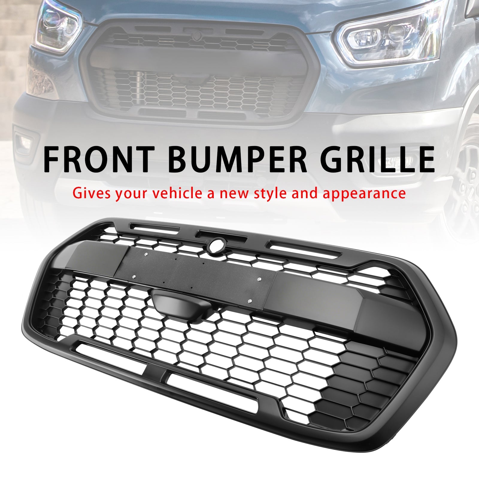 Ford Transit 150 250 350 2020-2024 Front Bumper Grill Replacement Matte Black Grill