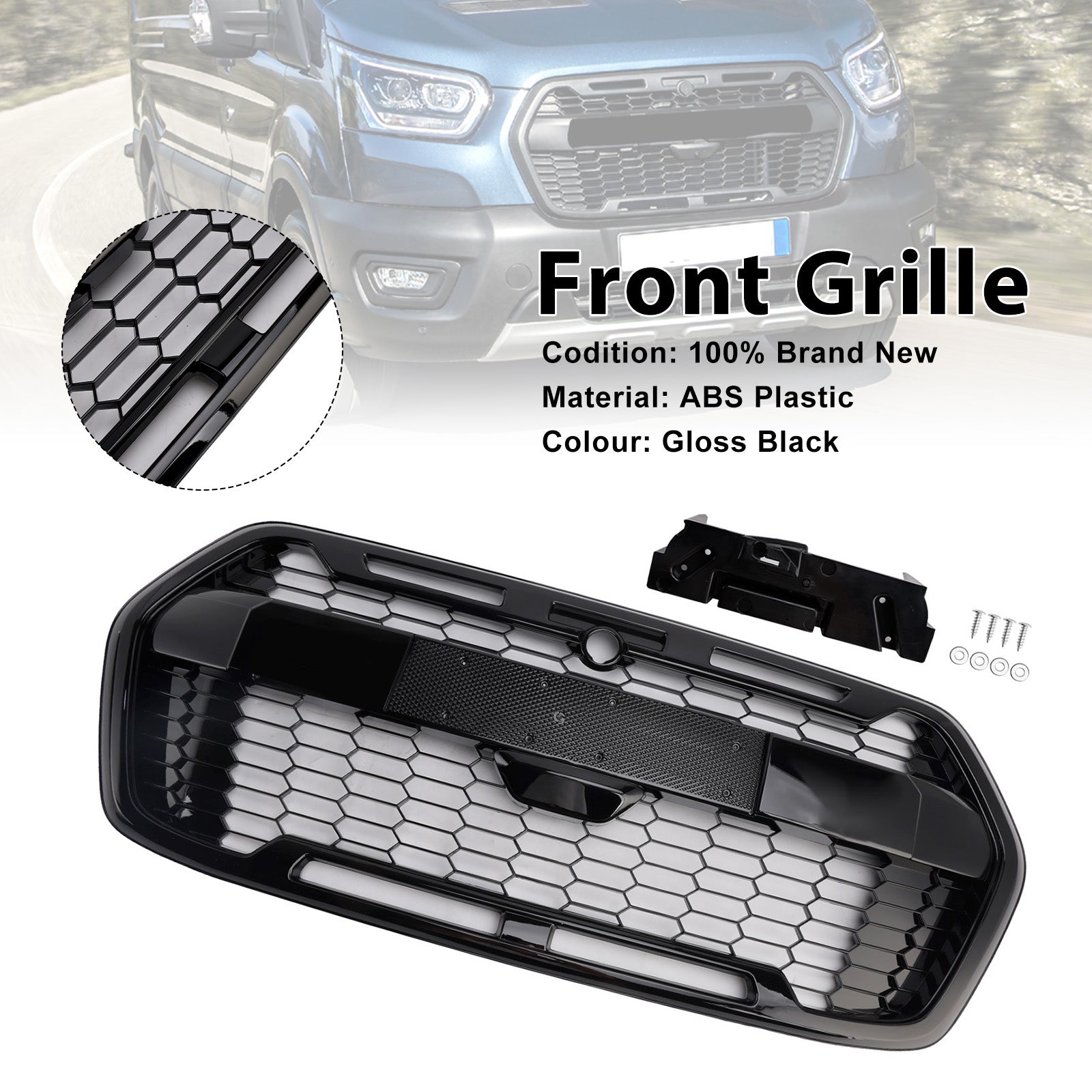 Front Bumper Grille 2467809 Fit Ford Transit MK8 Trail 2019-Onwards Raptor Style