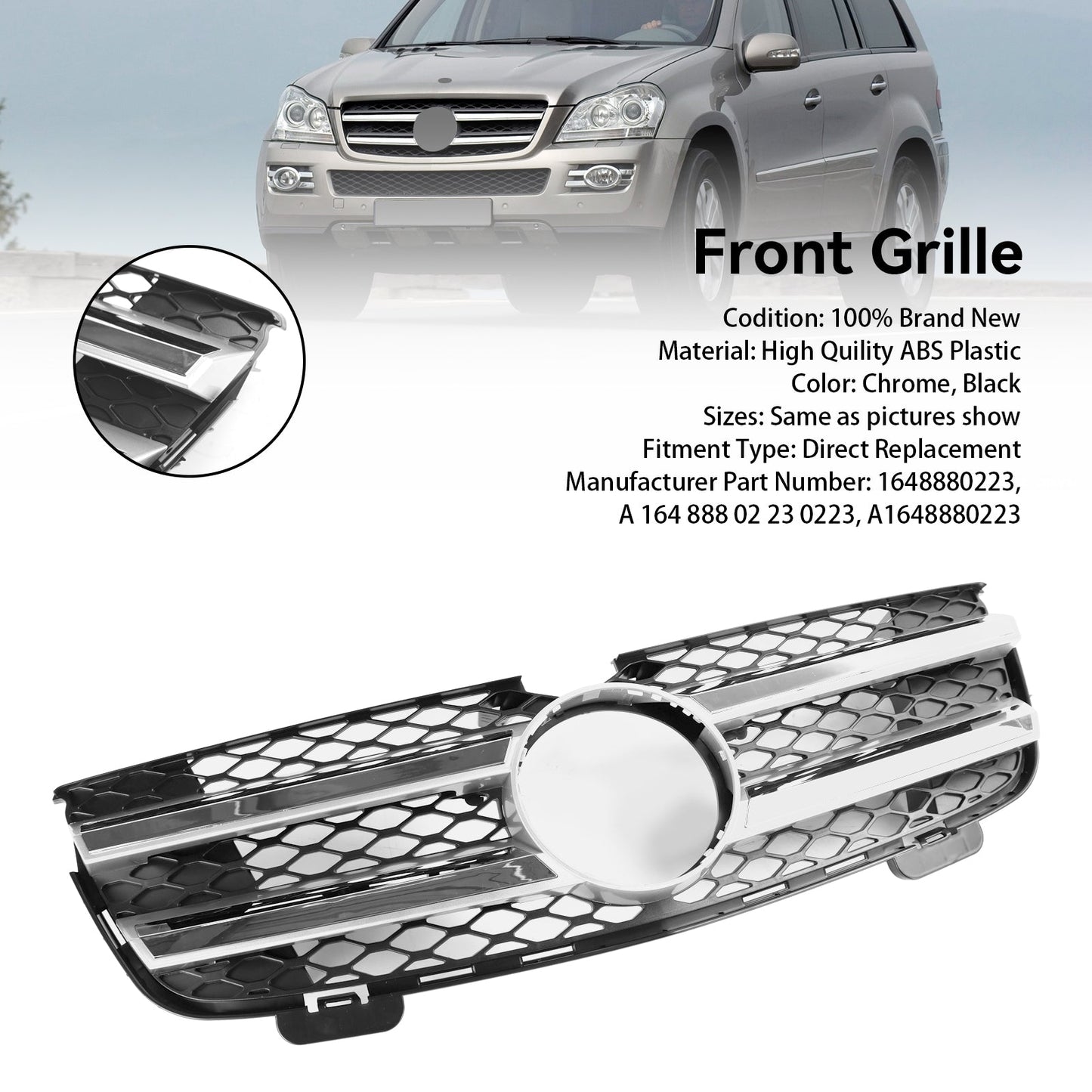 2007-2009 Mercedes-Benz GL-Class X164 GL450 Front Bumper Grille (1648880223 / A1648880223)